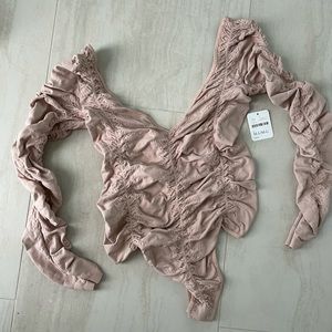 Free People Intimately ruched bodysuit in rose